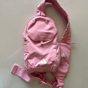 Adidas Women Pink Sling Crossbody Bag Sporty Utility Pack with Pouch Logo